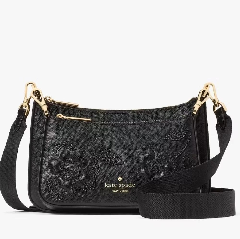 Kate Spade Black Crossbody Bag with Floral Design - Picture 2 of 16